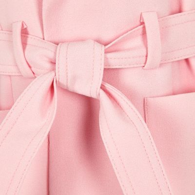 Girls pink belted sleeveless blazer